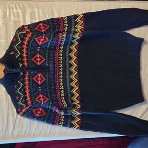 Polo Ralph Lauren Aztec  1/4 zip knit sweater Size 14-16 Youth, S -Women